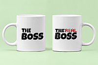 Парные чашки кружки The Boss The Real Boss для Влюблённых Белые 330 мл