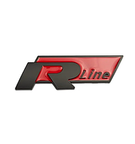 Емблема решітки радіатора R-line Volkswagen (Фольсваген) чорно червоний, фото 6