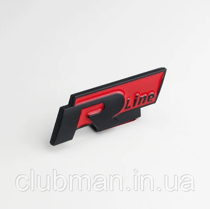 Емблема решітки радіатора R-line Volkswagen (Фольсваген) чорно червоний, фото 1
