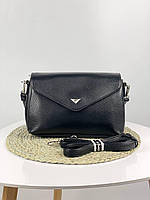 Черная женская сумка кросс-боди с клапаном на плечо, клатч из кожзам Gilda Tohetti.