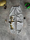 Спортивні чоловічі штани весна-осінь сірі з принтом вільні Oversize Problems, фото 4