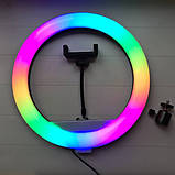 Кільцева RGB Led лампа 33 см зі штативом 2.1 метра та тримачем для телефона, фото 5