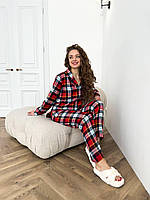 Жіноча піжама в клітинку. Домашній комплект. Одяг для дому і сну., фото 5