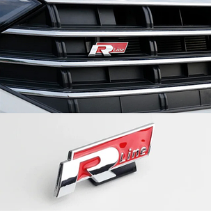 Емблема решітки радіатора R-line Volkswagen (Фольсваген) хром червоний, фото 1