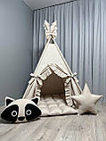 Вігвам Єнотики на бежевом БОНБОН Повний комплект, вігвам для дівчинки, дитячий вігвам, вігвам для хлопчика, вігвам для дітей, фото 6