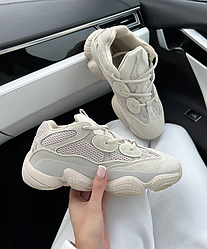 Жіночі кросівки Adidas YEEZY 500 Beige взуття Адідас ізі буст 500 бежеві світлі замшеві