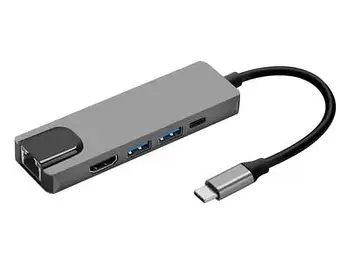 Мультипортовий адаптер (Концентратор Type C 5 in 1 USB3.1 Type C to HDMI+2*USB3.0+USB C) PrologiX PR-WUC-103B