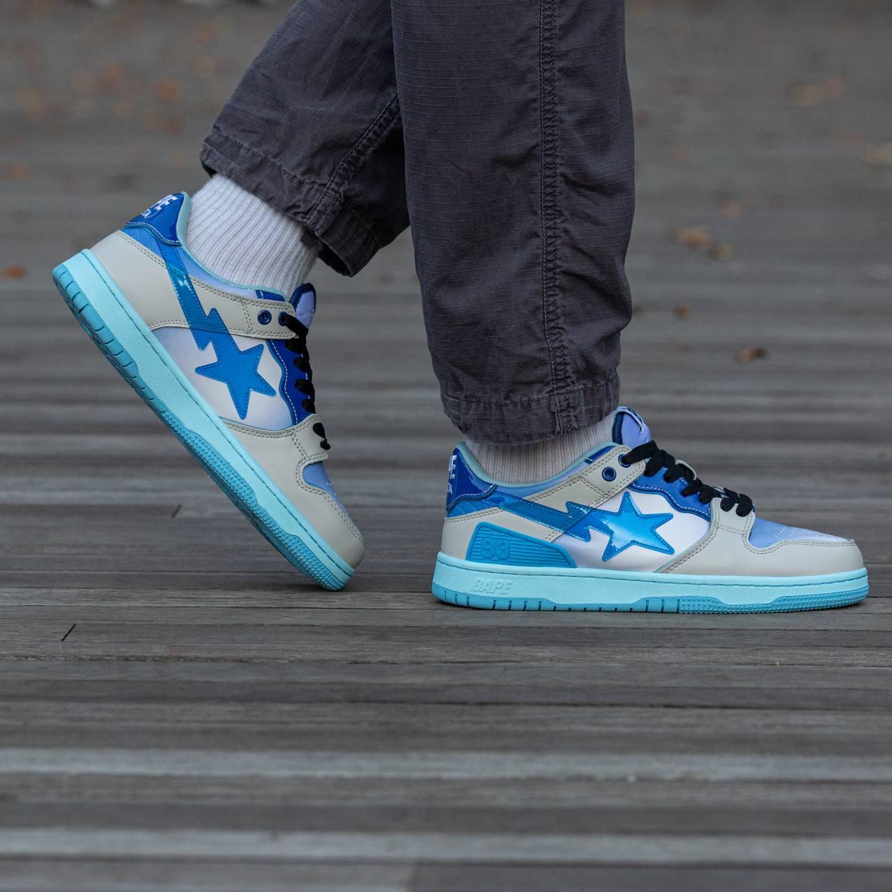 Кросівки чоловічі блакитні Bape SK8 STA Kamo Blue (12565)