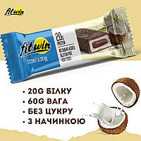 Батончик Fitwin COCONAT&CREAM з начинкою, БЕЗ ЦУКРУ (60x12)