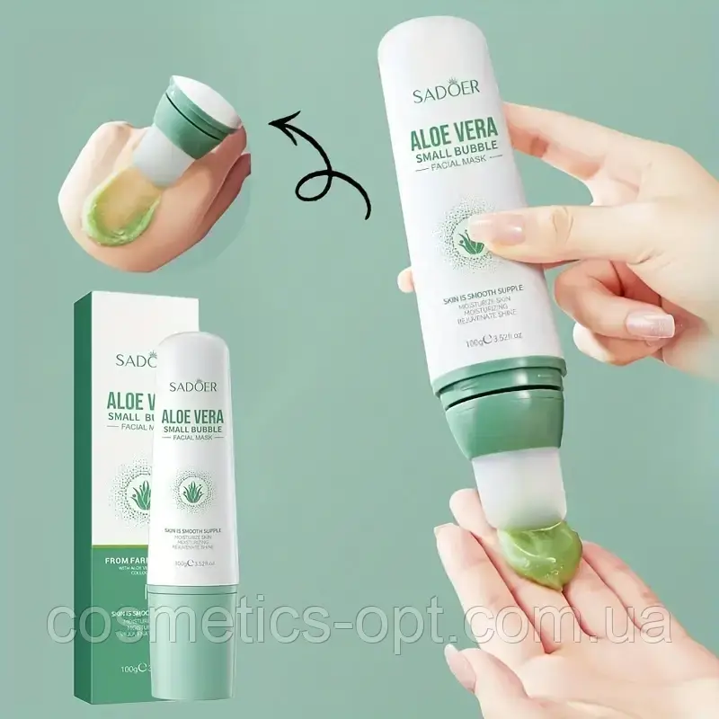 Пухирцева маска від чорних крапок з екстрактом алое вера та ромашкою Sadoer Aloe Vera Small Bubble Mask,100 g
