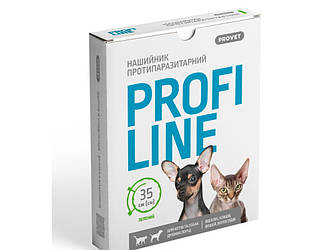 Provet ProFiline Нашийник для котів та собак 35 см (інсектоакарицид) зелений
