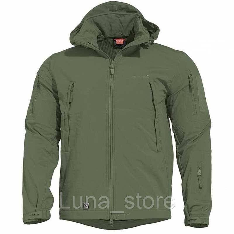 Тактическая мужская куртка олива Pentagon Artaxes Jacket Soft Shell Camo Green, курточка софтшел с мембраной