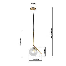 Бронзовий скляний підвіс з прозорим шаром (916-3814-1 BRZ+CL), фото 2