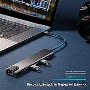 Мультипортовий адаптер (Концентратор Type C 8 in 1 USB 3.0 х2, Картрідер SD, TF, HDMI 4K, LAN, PD ), фото 3