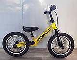 Біговел дитячий 14 дюймів Corso Lambo LB-14704 Жовтий, з ручним гальмом, надувними колесами, велобіг дитячий, фото 2