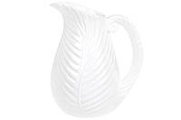 Ваза керамическая в форме кувшина Лист папоротника 27.5см, цвет - белый