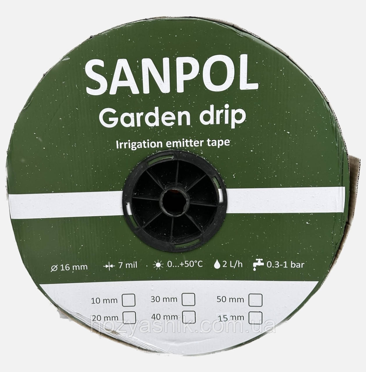 Емітерна стрічка крапельного поливу 500м з відстанню 10см, 2.0 л/год, 7mil, ''SANPOL'' Garden Drip