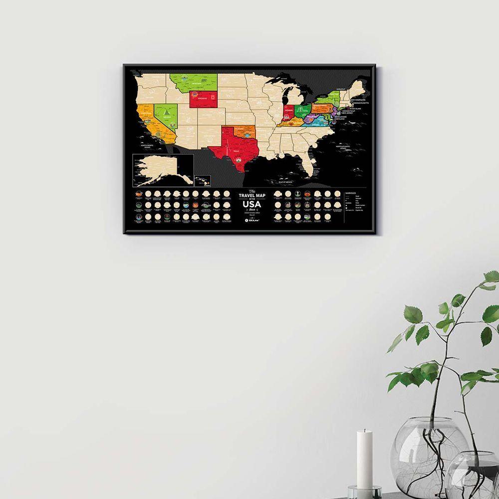 Скретч карта CША "Travel Map USA Black" (тубус), фото 1