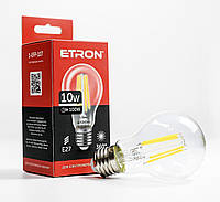 Светодиодная филаментная лампа ETRON Filament 10W A60 E27 3000K прозрачная