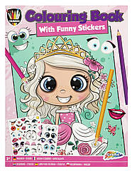 Книжка-розмальовка А4 Принцеса 24 сторінки + наклейки GRAFIX