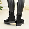Жіночі замшеві чорні черевики на товстій підошві, фото 2