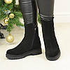 Жіночі замшеві чорні черевики на товстій підошві, фото 3