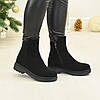 Жіночі замшеві чорні черевики на товстій підошві, фото 4