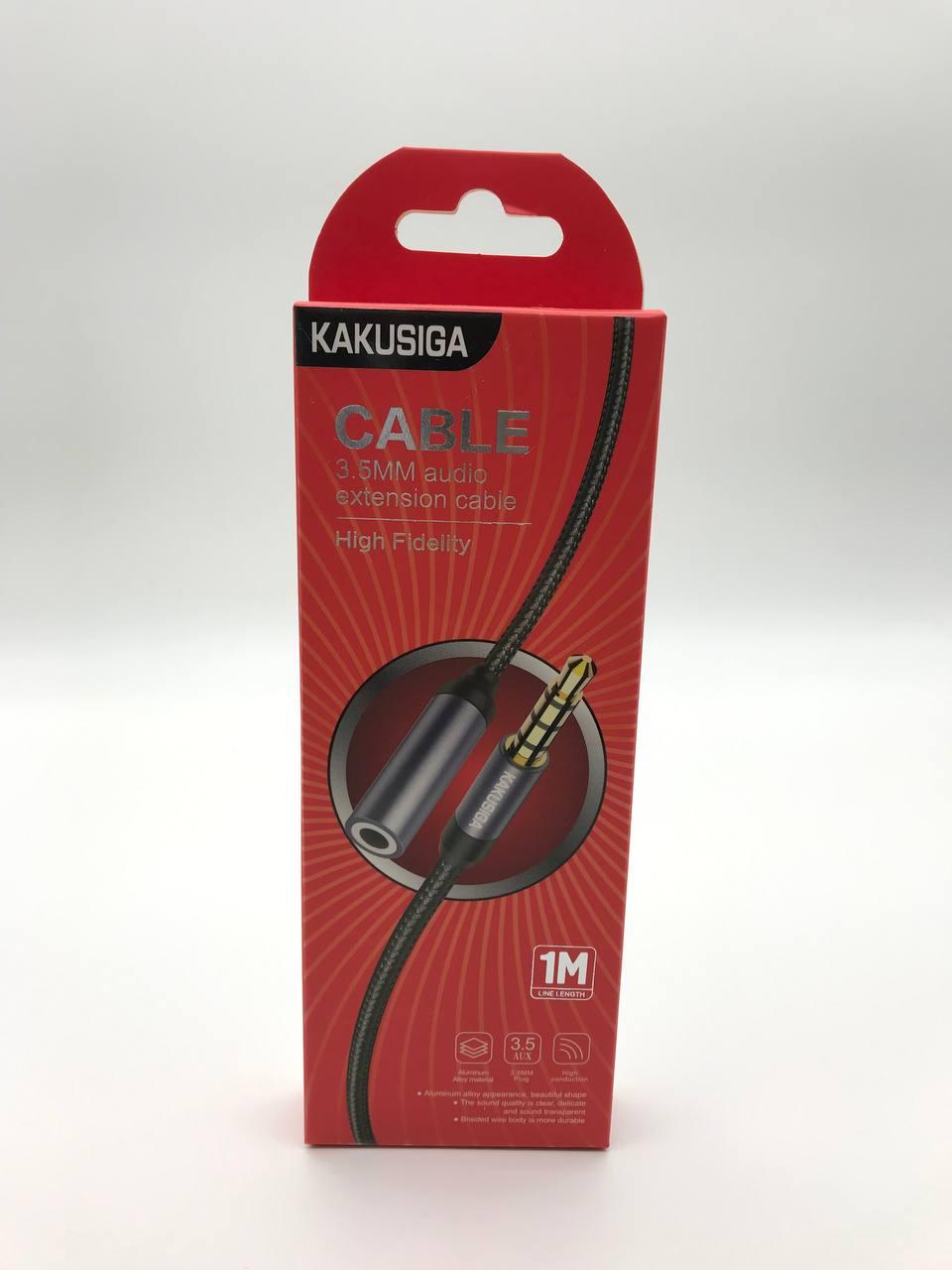Кабель Kakusiga KSC-526 AUX тканина 3.5 jack M/F 1 м