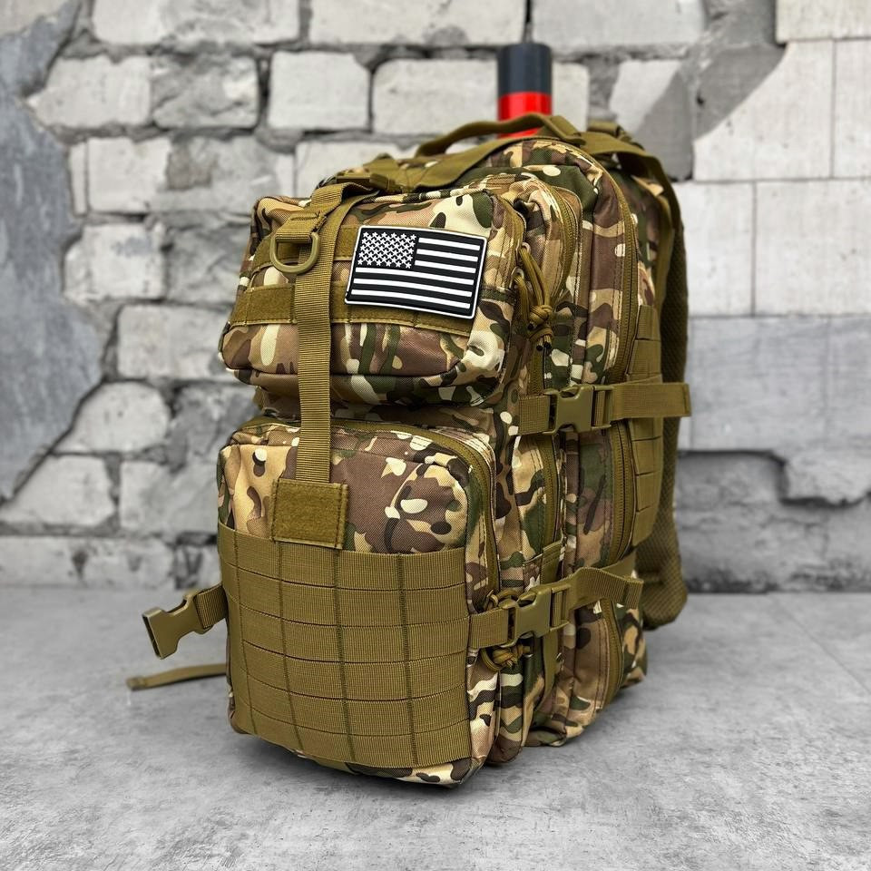 Военный походный рюкзак Silver Knight 45л мультикам, камуфляжный рюкзак с системой Molle 50х30х30 см - фото 1 - id-p2078067202