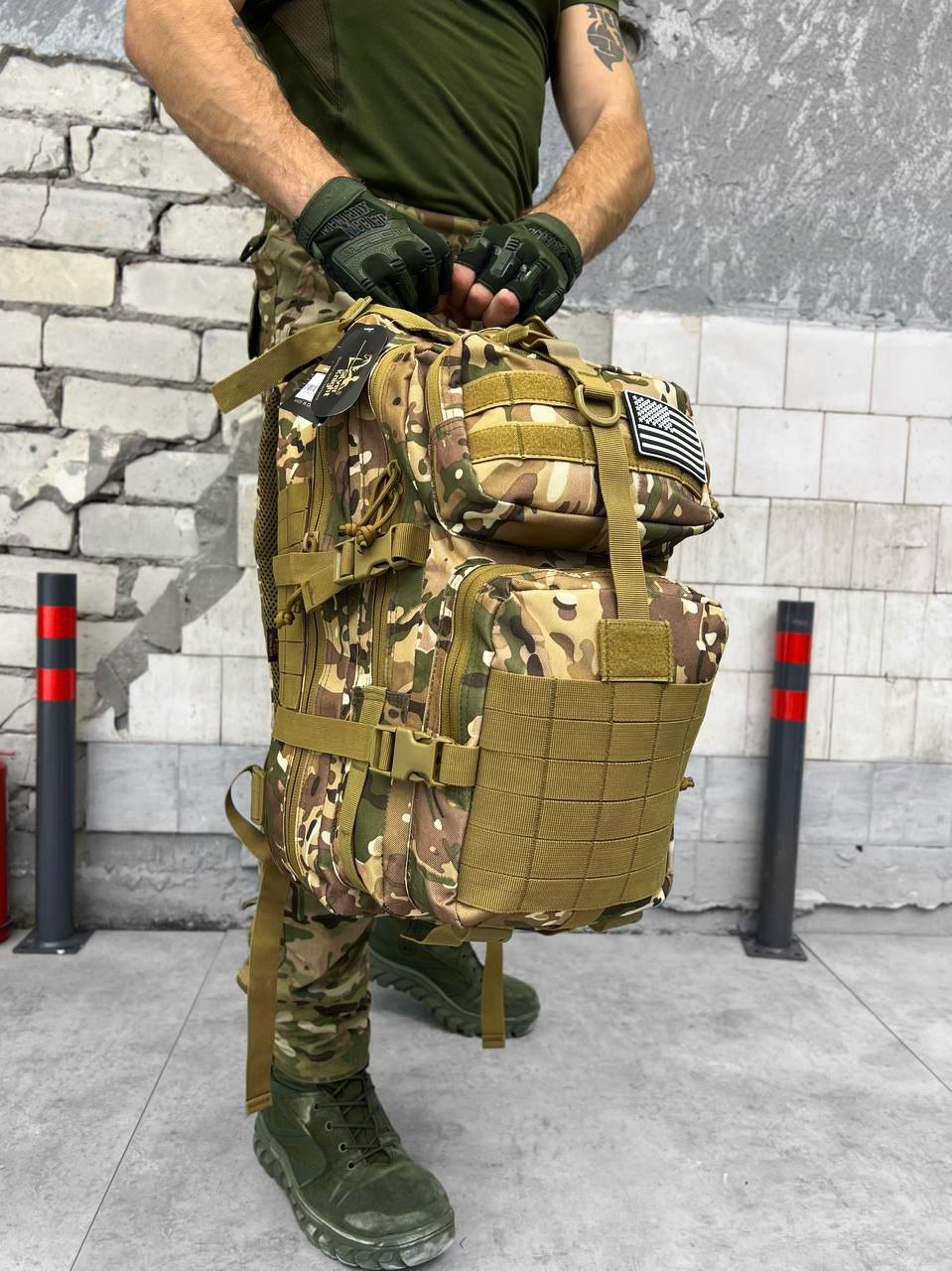 Военный походный рюкзак Silver Knight 45л мультикам, камуфляжный рюкзак с системой Molle 50х30х30 см - фото 3 - id-p2078067202