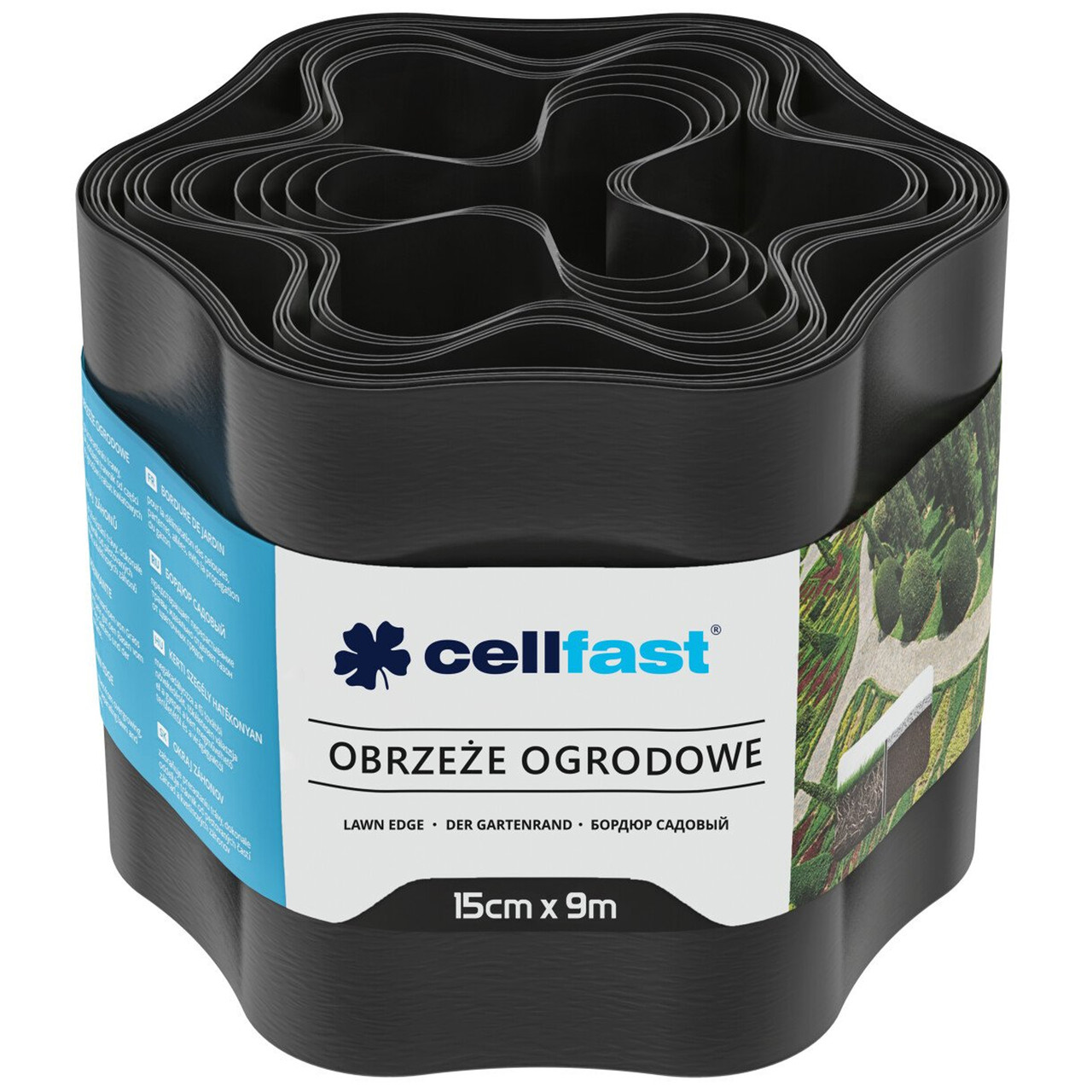 Бордюр садовий хвилястий 15 см х 9 м чорний Cellfast, фото 1