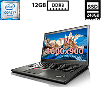 Ноутбук Lenovo ThinkPad T450s/14"TN(1600x900)/Intel Core i7-5600U 2.60GHz/12GB DDR3/SSD 240GB/Intel HD