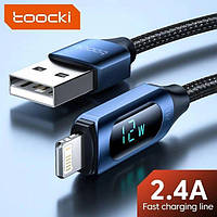 Кабель USB Lightning Toocki 60W 2.6 A 1м с дисплеем, быстрая зарядка, передача данных