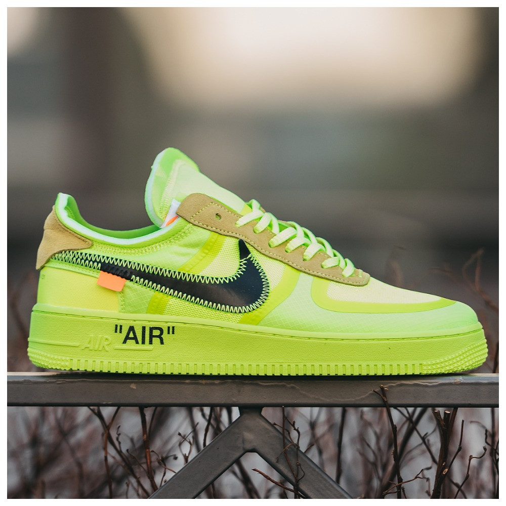 Чоловічі / жіночі кросівки Nike Air Force 1 Low x Off-White Volt, унісекс зелені кросівки найк аір форс офф вайт лов аїр, фото 1