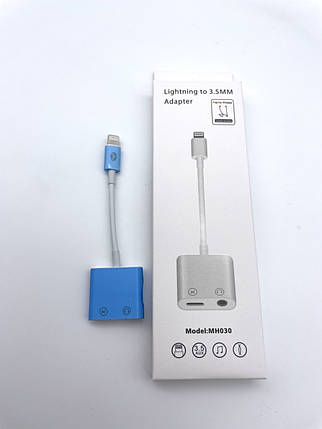 Адаптер 2в1 Lightning на Jack + Lightning MH030, фото 1