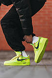 Чоловічі / жіночі кросівки Nike Air Force 1 Low x Off-White Volt, унісекс зелені кросівки найк аір форс офф вайт лов аїр, фото 5