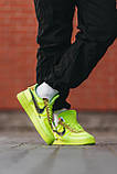 Чоловічі / жіночі кросівки Nike Air Force 1 Low x Off-White Volt, унісекс зелені кросівки найк аір форс офф вайт лов аїр, фото 6