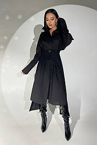 Чорна бавовняна сукня сорочка з рукавами Косет S-M L-XL розміри