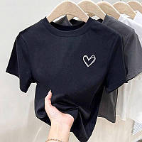 Женская футболка с принтом сердце ткань: кулир Мод. 333