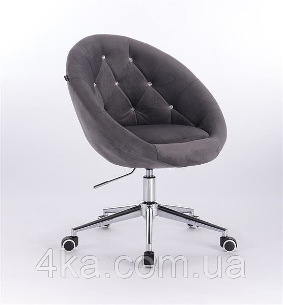 Крісло на колесах зі стразами HC8516СK, велюр, графіт