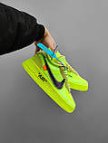 Чоловічі / жіночі кросівки Nike Air Force 1 Low Off-White Volt, унісекс зелені кросівки найк аір форс офф вайт лов, фото 5