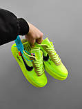 Чоловічі / жіночі кросівки Nike Air Force 1 Low Off-White Volt, унісекс зелені кросівки найк аір форс офф вайт лов, фото 7