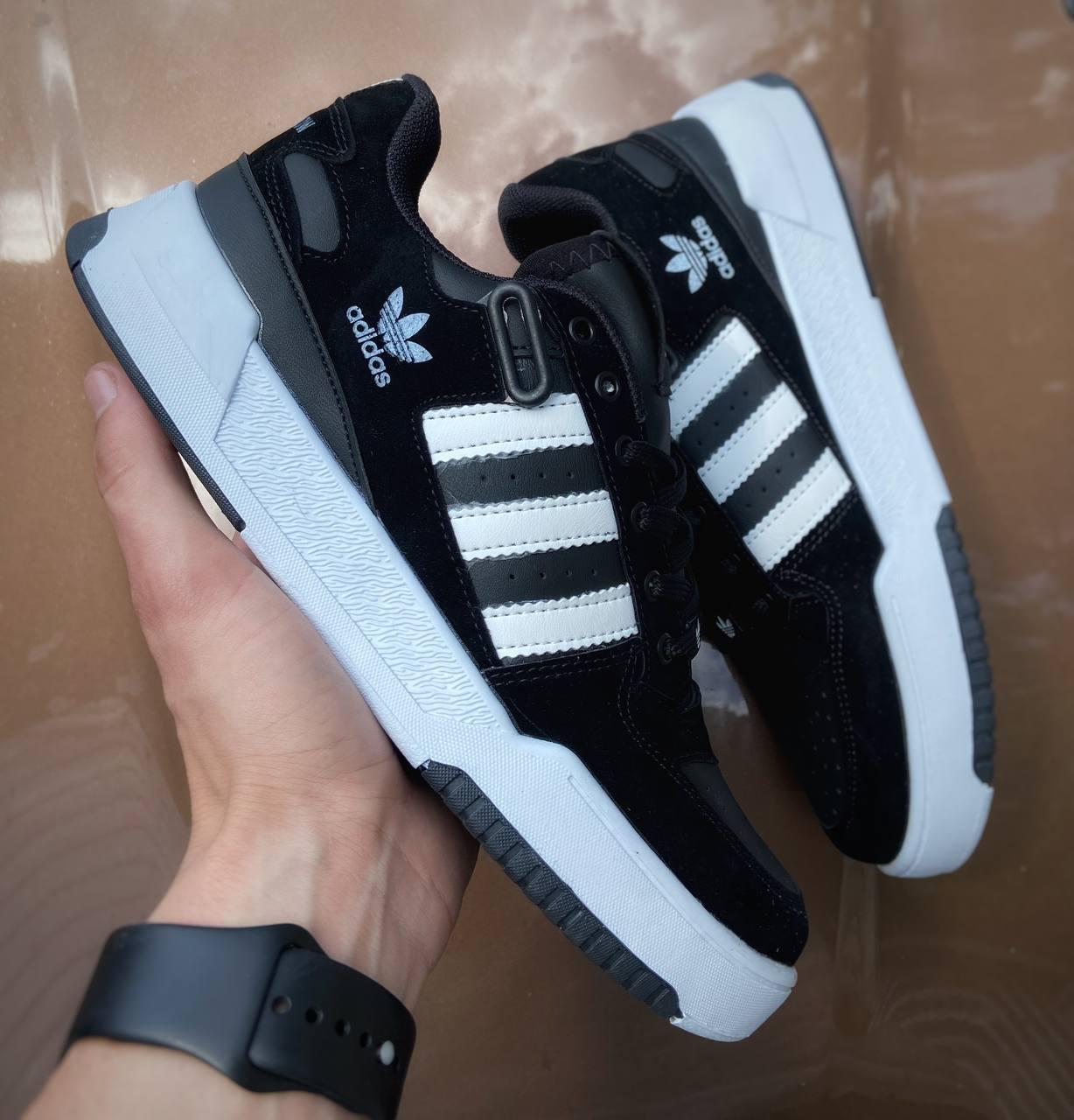 Стильні чоловічі кросівки Adidas Forum Low Black White 40-44