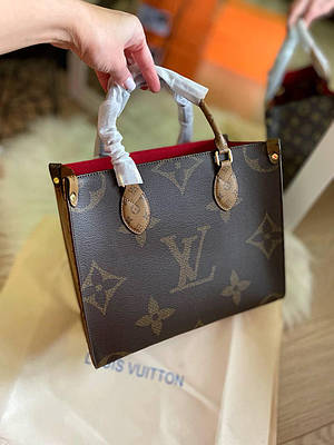 Жіноча шкіряна сумка Louis Vuitton двостороння коричнева каркасна PREMIUM