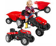 Детский трактор Pilsan 110740 на педалях с прицепом Черно-красный