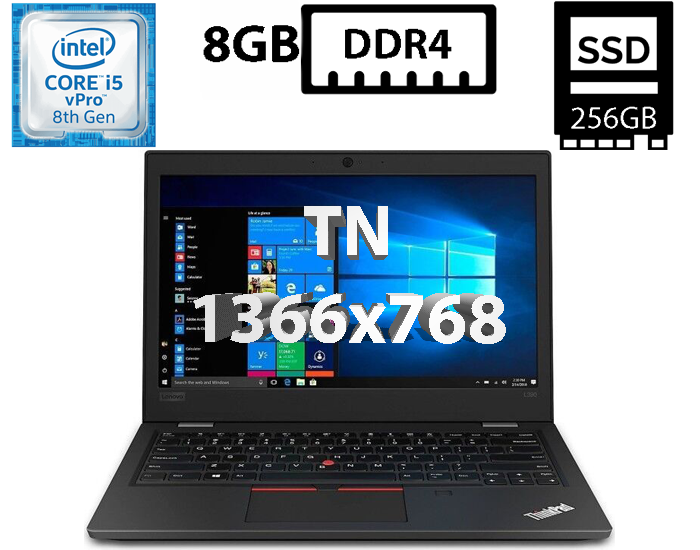 Ноутбук Lenovo ThinkPad L390/13.3”TN(1366x768)/Intel Core i5-8265U 1.60GHz (4/8, 6MB)/8GB DDR4/SSD 256GB/Intel UHD Graphics/Camera