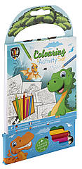 Міні набір для розфарбовування Діно + 5 олівців GRAFIX