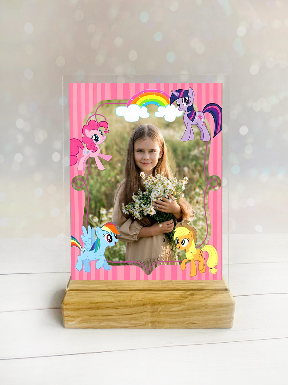 Дитяча фотографія у рамці Поні Літл на дерев'яній підставці (дизайн 007)
