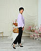Жіноча блуза з об'ємними рукавами Татті бузкова, стильна ділова однотонна блузка, фото 5