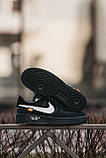 Чоловічі кросівки Nike Air Force 1 Low x Off-White Black, чорні кросівки найк аір форс офф вайт лов аїр, фото 3
